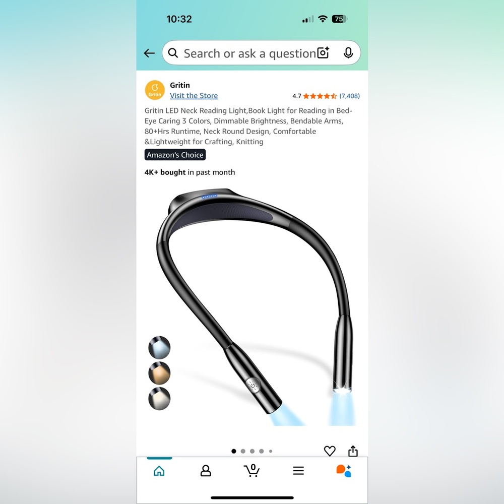 NWT Griton LED Neck Reading Light - Black